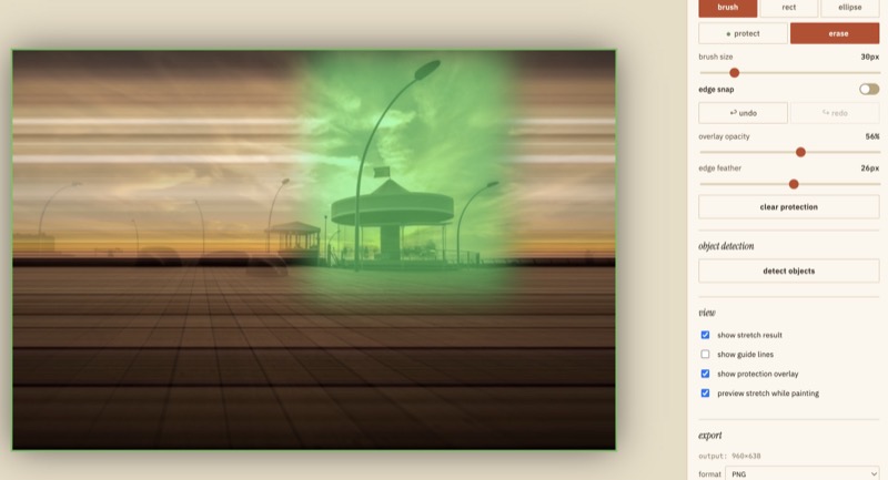 Green mask protecting the gazebo