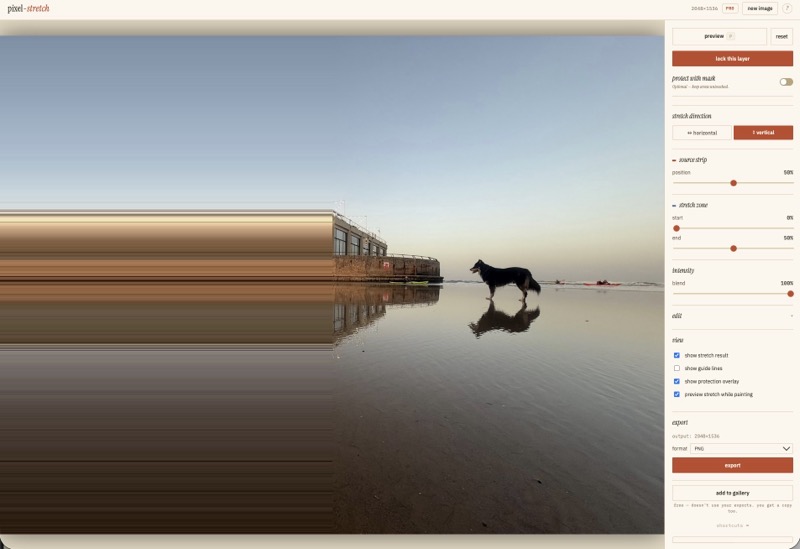 Vertical stretch applied across the zone